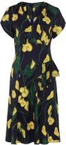 Flora Calla Lily jaren 40 stijl gebloemde jurk marine blauw - Rockabilly Vintage Retro - S - Voodoo Vixen