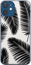 iPhone 12 hoesje siliconen - Palm leaves silhouette | Apple iPhone 12 case | TPU backcover transparant