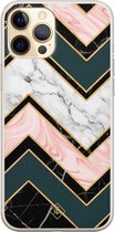 iPhone 12 Pro hoesje siliconen - Marmer triangles | Apple iPhone 12 Pro case | TPU backcover transparant