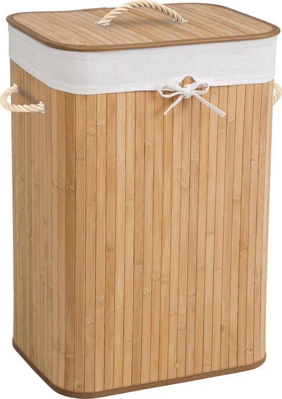 Panier à linge en bambou avec sac à linge - 72L - naturel