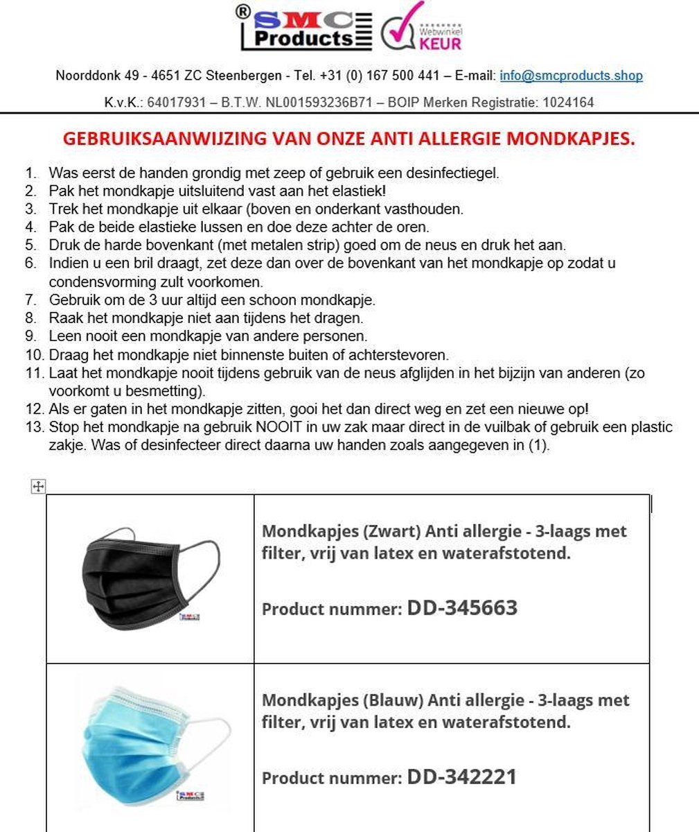 Bol Com Mondkapjes Blauw Niet Medisch Vrij Van Latex Anti Allergie En Waterafstotend 3