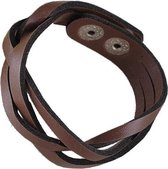Fako Bijoux® - Armband - Leder - Vlecht - Bruin