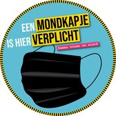 Mondkapje verplicht sticker rond Ø 20 cm; Corona / COVID-19