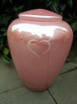 Urn Glas, Roze, glans, Klein hartje, Urn voor as, 4 liter