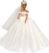 Bruidsjurk voor modepoppen - bruidsmeisjes jurken - prinsessenjurk - barbie - bruidsjurken - trouwjurk - wit