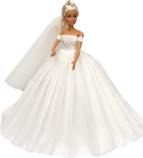 geur Archeologisch invoer Bruidsjurk voor modepoppen - bruidsmeisjes jurken - prinsessenjurk - barbie  -... | bol.com
