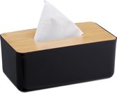 Relaxdays tissue box modern - tissue houder - tissuedoos - zakdoekenhouder - deksel bamboe