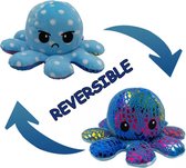 Fabs World knuffel omkeerbaar octopus blauw stip/ blauw olievlek