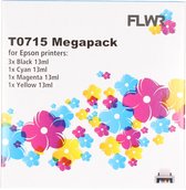 FLWR - Inktcartridge / T0711 / 2 / 3 / 4 6-Pack / Zwart en Kleur - geschikt voor Epson