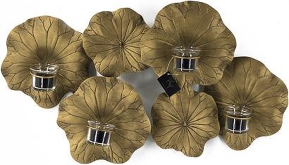 Wandhanger bladeren met waxineglaasjes
