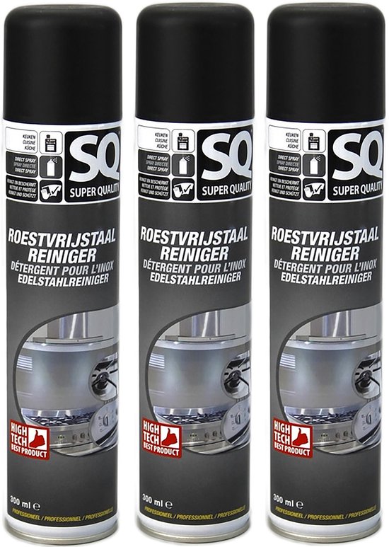 Mantel tekort Skim 3x ​SQ Super Quality Roestvrijstaal reiniger - rvs reiniger spray - reinigen  en... | bol.com