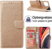 iPhone 12 PRO MAX book case - book cover - portemonnee hoesje - book hoesje wallet case - GOUD - EPICMOBILE