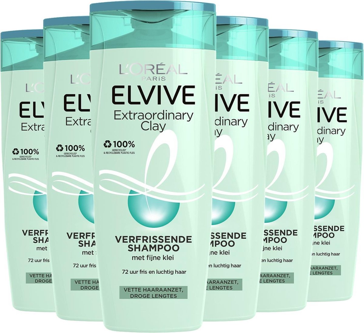 L'Oréal Paris Elvive Extraordinary Clay Shampoo Voordeelverpakking - 6 x 250ml - L’Oréal Paris