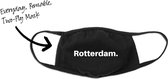 Rotterdam Mondkapje - One Size (Volwassenen) - Mondkapje Wasbaar - Niet-medisch - 100% Katoen - Mondmasker - Mondkapjes - Mondkapje zwart - Herbruikbaar