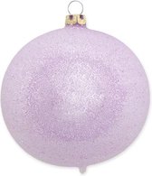 Kerstballen Violet / licht paars met Sprankelende dauw 8 cm - set van 3 - Handgemaakt in Duitsland