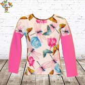 Shirt met vlinder roze -s&C-110/116-Longsleeves meisjes