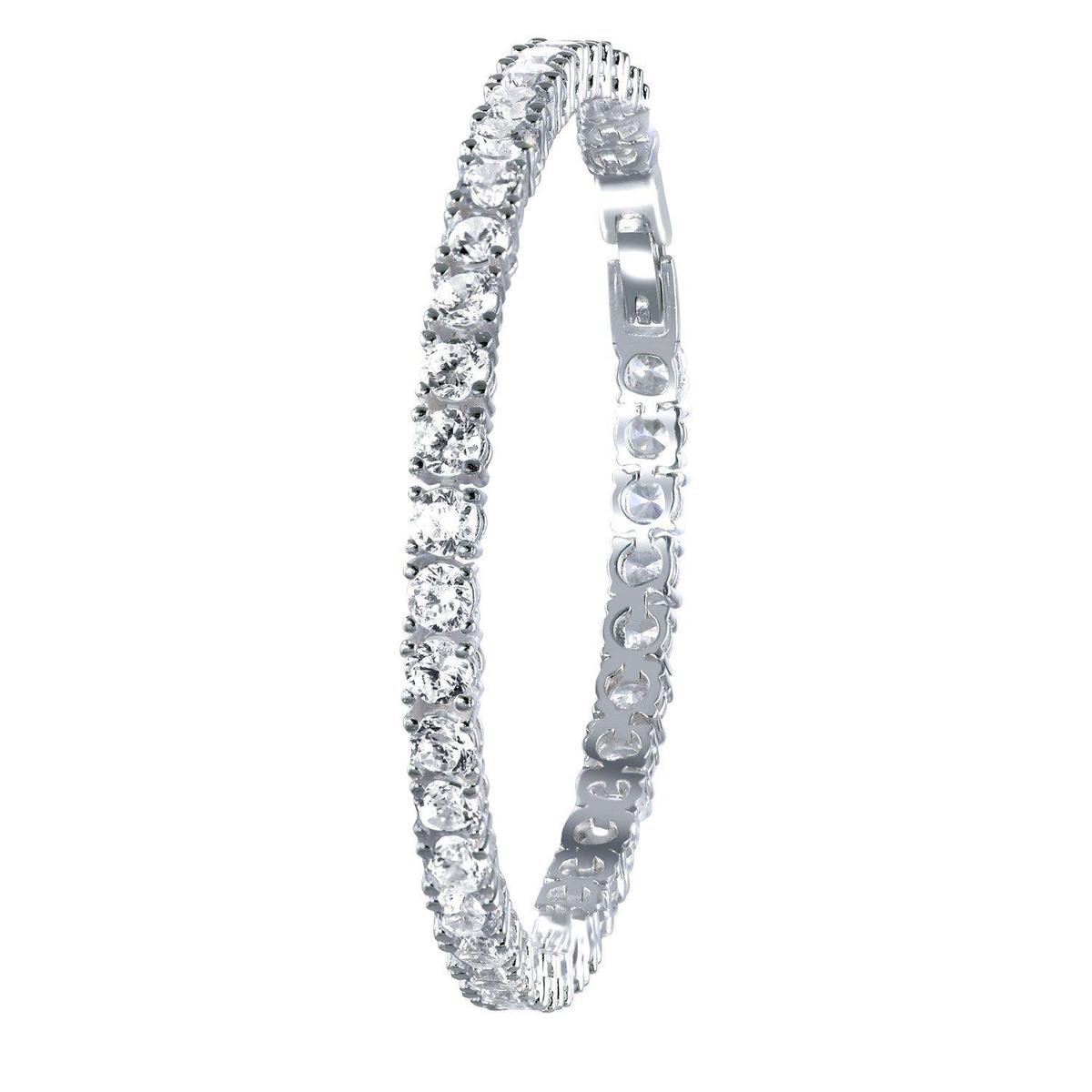 Lucardi Dames Armband met zirkonia - Echt Zilver - Armband - Cadeau - 21 cm - Zilverkleurig