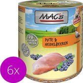 MAC's Kattenvoer Natvoer Blik - 70% Kalkoen & Bosbessen - 6 x 800g