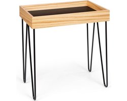 Little Lyon dienblad tafel melamine/MDF met eiken fineer stalen frame zwart