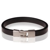 Stone Valley leren armband Heren Zwart - 20.5cm