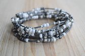 Curly's Beads DIY Pakket - Sieraden maken - Lederen Wikkelarmband - Miyuki Rocailles - Grijs Zilver
