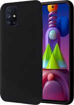Samsung Galaxy M51 Hoesje - Matte Back Cover Microvezel Siliconen Case Hoes Zwart