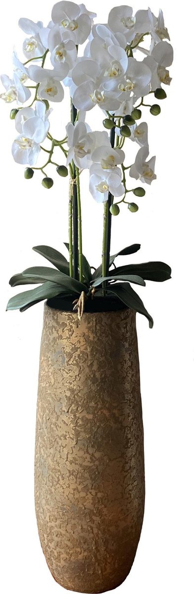 Levensechte Kunst Orchidee / Phalaenopsis plant 75 cm met zwarte pot (  5-taks vol... | bol.com