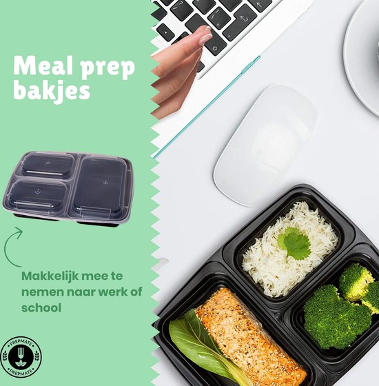 Bol Com Meal Prep Bakjes 10 Stuks 3 Compartimenten Vershoudbakjes Plastic Bakjes Met