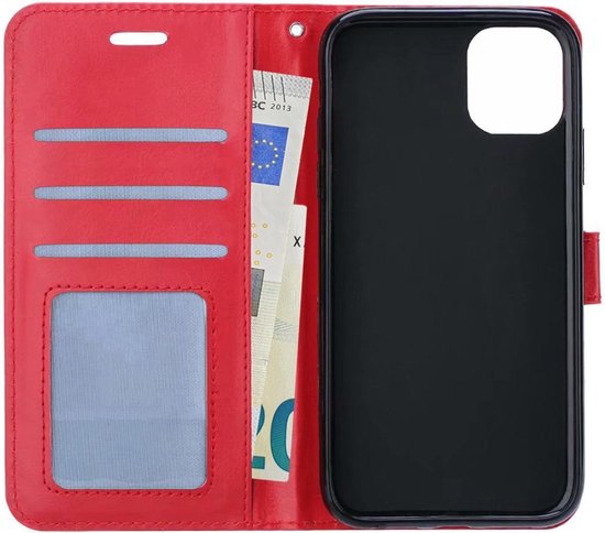 Étui iPhone 12 Pro Max Case Book Case avec protecteur d'écran encoche fermée - rouge