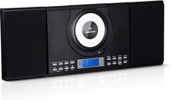 Auna Wallie micro stereo set met cd speler en radio - Bluetooth en USB poort - Stereo installatie - Met afstandsbediening - Zwart