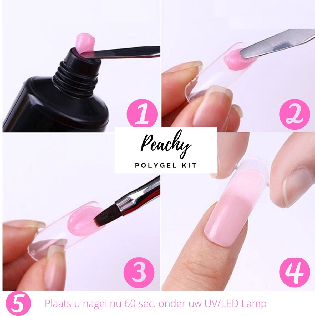 Onafhankelijk Opwekking regio PEACHY ® Paris POLYGEL - Acrylgel - 5 Kleuren Kit : Wit/Clear  Red/Pink/Nude/ Rose Pink... | bol.com