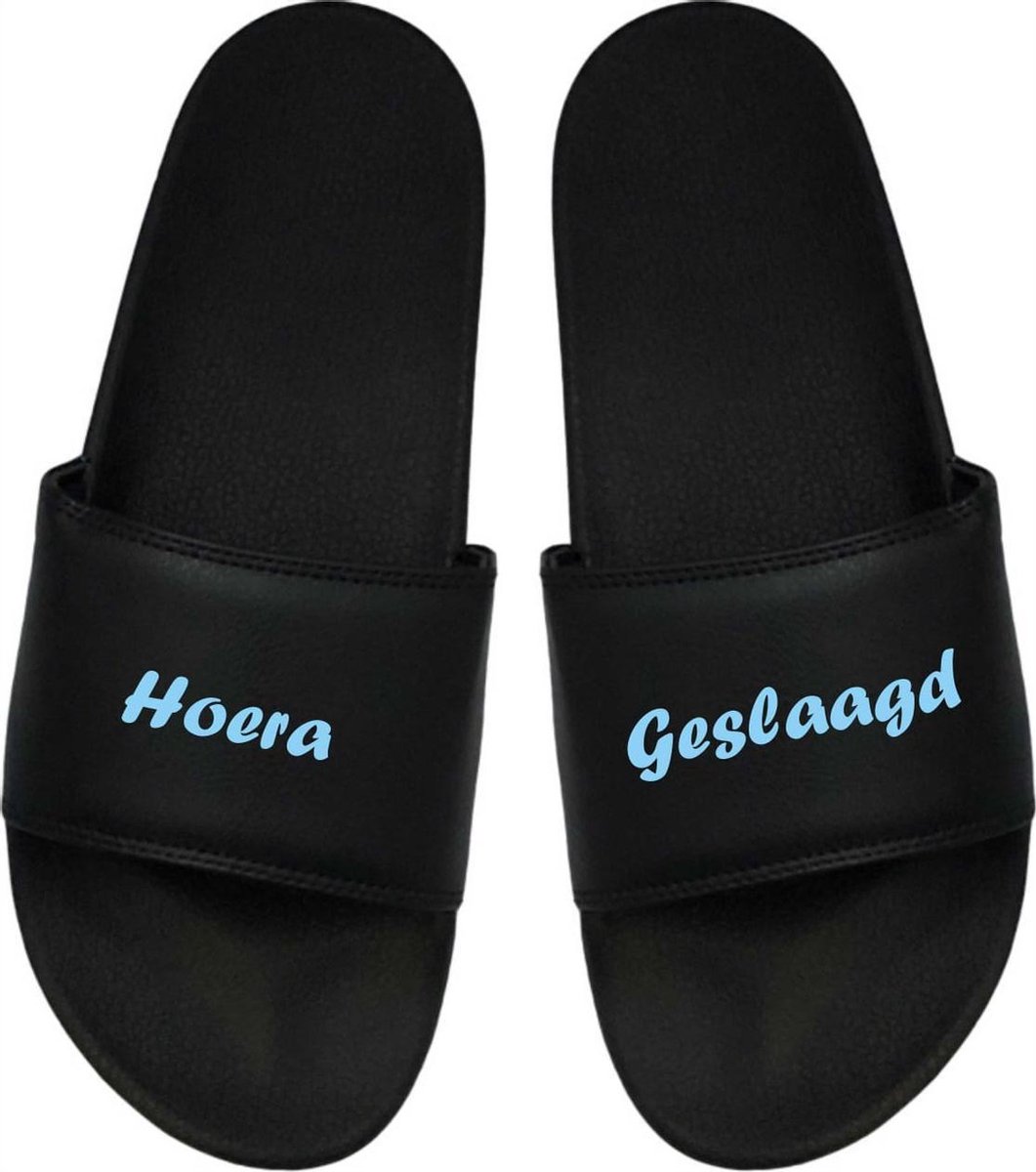 Cadeau Sint - Cadeau Kerst- Cadeau Examen - Cadeau Geslaagd - Badslippers Geslaagd - Blauw 40