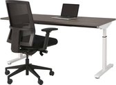 Hoogte verstelbaar T-poot bureau Quick breed 120CM diep 80CM bladkleur Logan eiken framekleur Zwart (RAL9011)