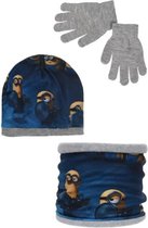 Minions - Winterset - Muts, Buff & Handschoenen - Donkerblauw & Grijs - 54 cm - 100% Acryl
