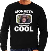 Dieren apen sweater zwart heren - monkeys are serious cool trui - cadeau sweater chimpansee/ apen liefhebber XL