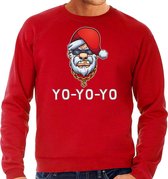 Gangster / rapper Santa foute Kerstsweater / Kersttrui rood voor heren - Kerstkleding / Christmas outfit M