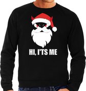 Devil Santa Kerstsweater / Kersttrui hi its me zwart voor heren - Kerstkleding / Christmas outfit M