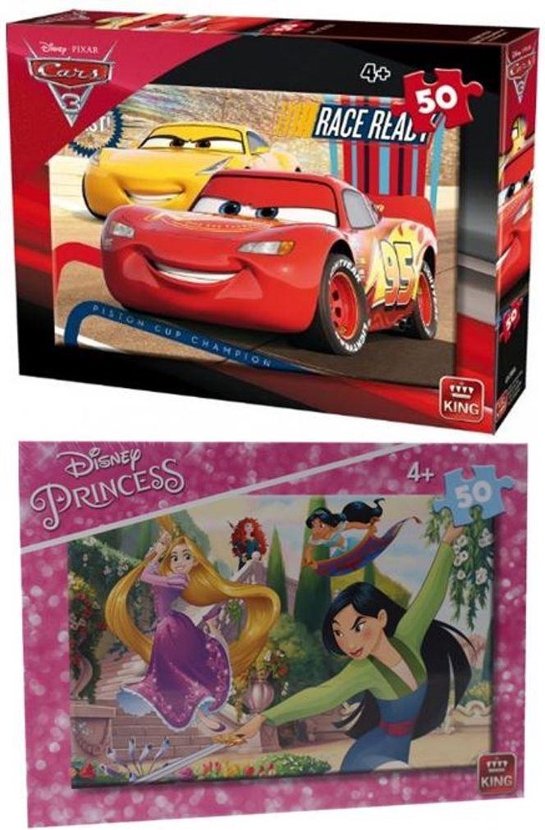 Disney puzzel voordeel pakket van twee - 1x Cars 50 stukjes - 1x Princess 50 stukjes - puzzel jongen en meisje - sinterklaas - kerst cadeau