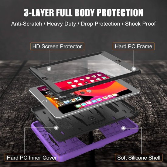 Protecteur de coque iPad 2019/2020 10,2 pouces violet