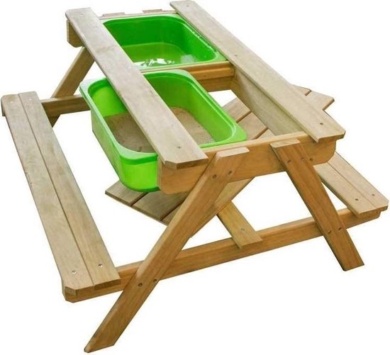 MaxxGarden Kinder picknicktafel - Zandbak met waterbak en picknicktafel - 90 x 79 x 50cm