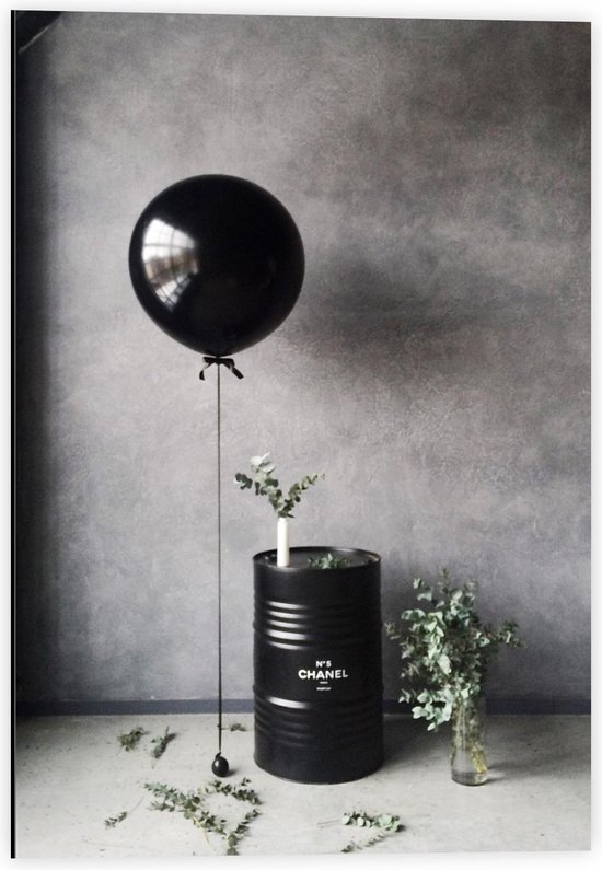 Dibond - Zwarte Ballon/Ton - 40x60cm Foto op Aluminium (Wanddecoratie van metaal)