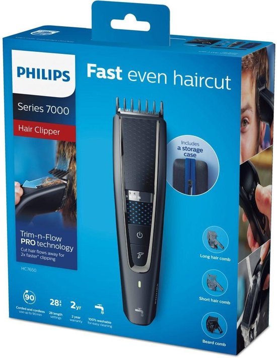 Philips Serie 7000 HC7650/15 Tondeuse Zwart/Grijs