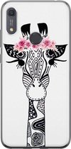 Huawei Y6 (2019) hoesje siliconen - Giraffe | Huawei Y6 (2019) case | zwart | TPU backcover transparant