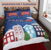 Kerst Dekbedovertrek - Glow in the dark - Midnight at Christmas - eenpersoons met 1 kussensloop
