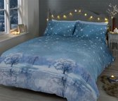 Starry Night dekbedovertrek - IJsblauw - winter landschap - kerst - Tweepersoons met 2 kussenslopen