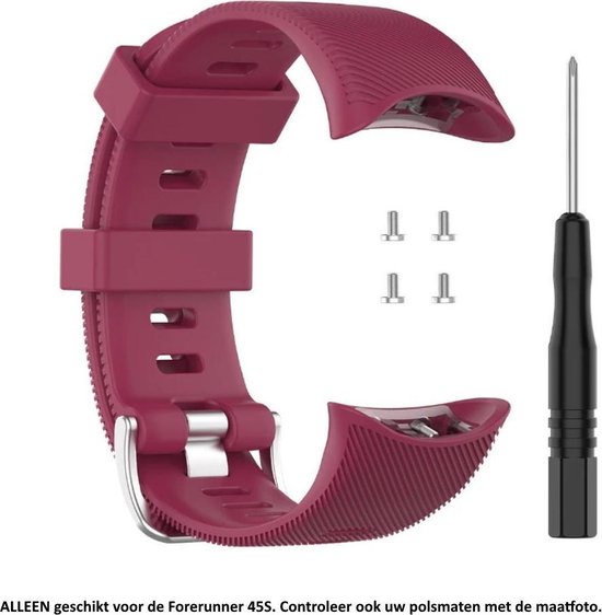 Wijnrood / paars siliconen bandje voor de Garmin Forerunner 45S - horlogeband - polsband - strap - siliconen - wine red / purple rubber smartwatch strap