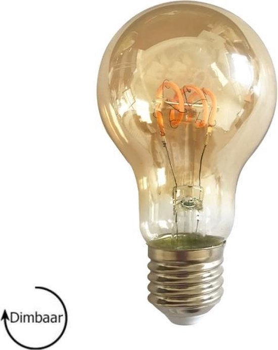 Filament Peer LED Lamp E27 | dimbaar | amber | 4W | 2200K | Kooldraadlamp |  Ø60mm | bol.com