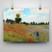 Poster veld met klaprozen - Claude Monet - 70x50cm