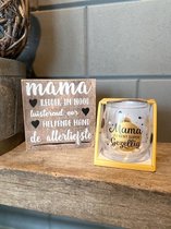 Cadeau pakket mama / Tekstblok redder in nood / Wijnglas mama met houten hartje / vriendschap / liefde / cadeau / verjaardag / kerstmis / moederdag cadeautje / vaderdag