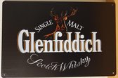 Glenfiddich Scotch Whiskey Single Malt Reclamebord van metaal METALEN-WANDBORD - MUURPLAAT - VINTAGE - RETRO - HORECA- BORD-WANDDECORATIE -TEKSTBORD - DECORATIEBORD - RECLAMEPLAAT